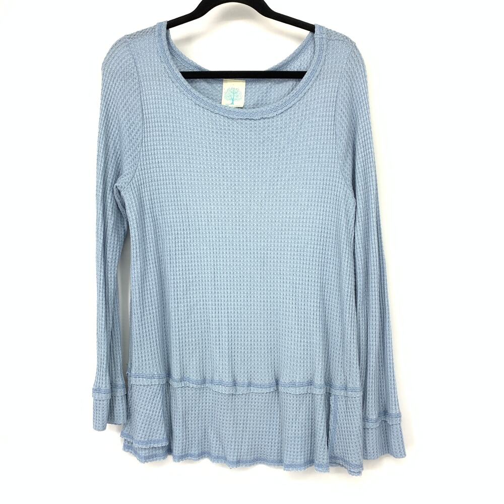 Freeloader Thermal Long Sleeve Scoop Neck Top Womens Size Large Light Blue